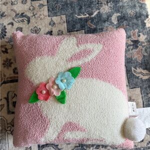 Bunny Accent Pillow - Pink and White